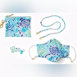 Lilly Pulitzer Adult On The Go Mask Set - Mask Lanyard Mask Extender Pouch